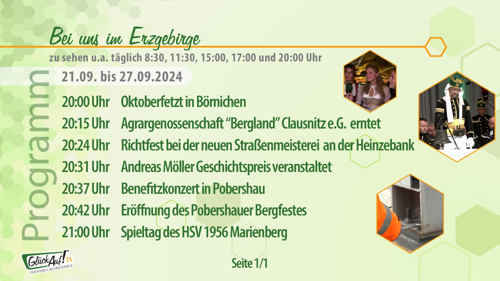 Bei uns im Erzgebirge für die Woche vom 21.09. bis 27.09.2024 Bei uns im Erzgebirge für die Woche vom 21.09. bis 27.09.2024